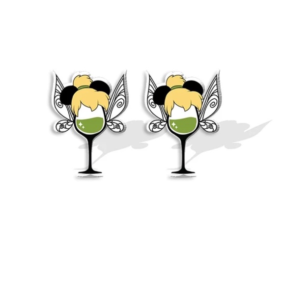 Tinker Bell Wine Glass Earrings